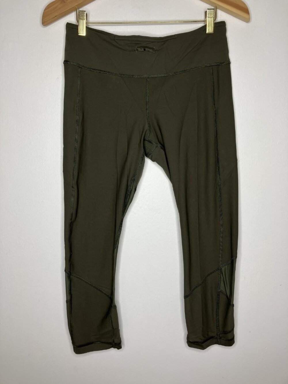 Lululemon Pace Rival Crop 22" Leggings Women's Size 8 Green Mesh Panels